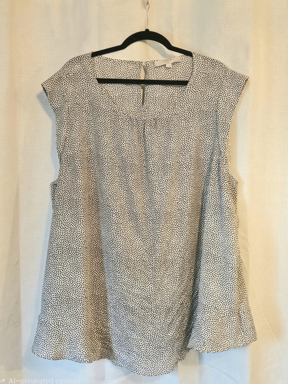 LOFT Black and White Polka Dot Sleeveless Blouse